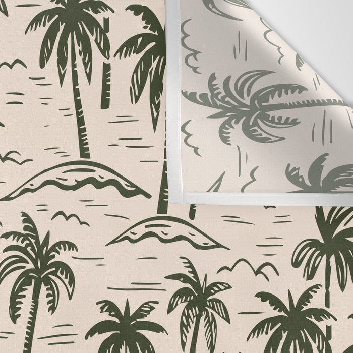Vintage tropical palm tree island pattern Wall Tapestry Gallery Image 3
