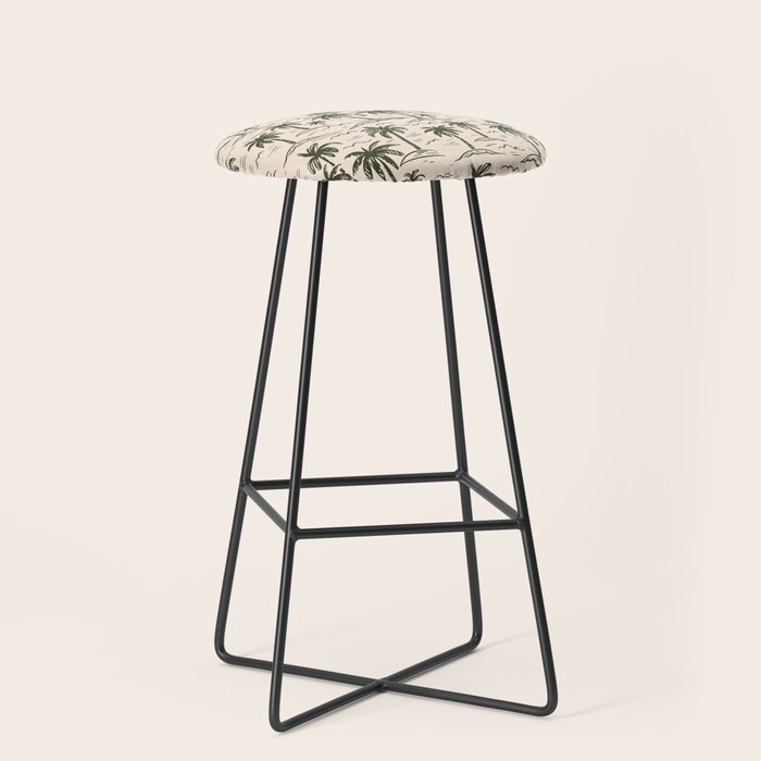 Vintage tropical palm tree island pattern Stool Gallery Image 1