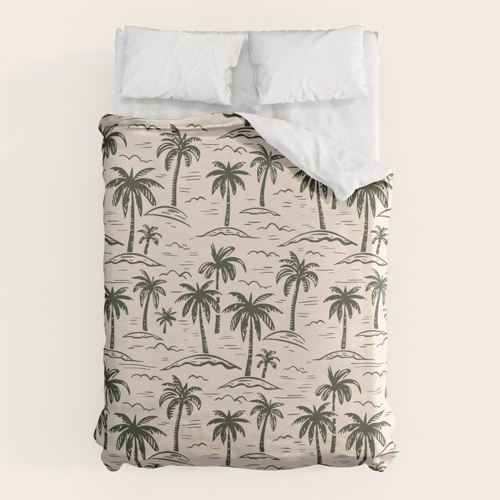 Vintage tropical palm tree island pattern Duvet Cover Gallery Image 6