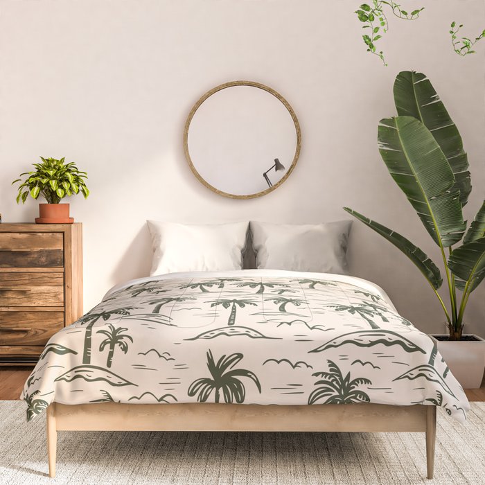 Vintage tropical palm tree island pattern Comforter Gallery Image 3