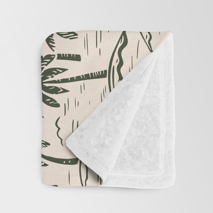 Vintage tropical palm tree island pattern Throw Blanket Gallery Image 3