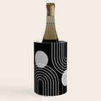 Mid Century Modern Geometric 109 in Black and White (Rainbow and Sun Abstraction) Wine Chiller Gallery Image 3