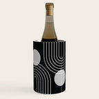 Mid Century Modern Geometric 109 in Black and White (Rainbow and Sun Abstraction) Wine Chiller Gallery Image 2