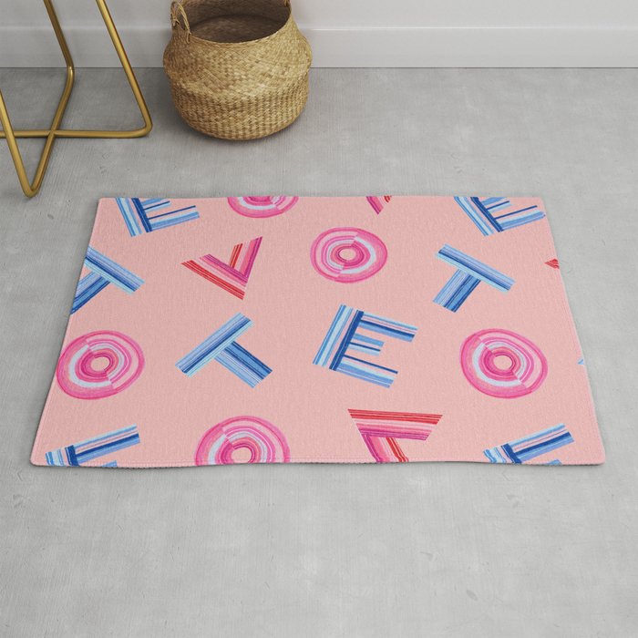 Cast Your Vote | Hand-Lettered Pattern in Peach Rug Gallery Image 1