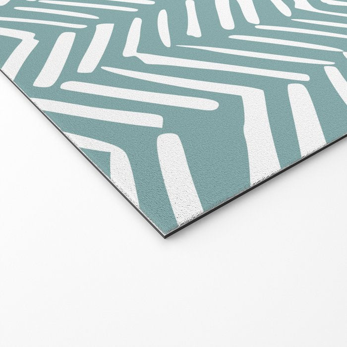 Herringbone, Teal, Boho Art Welcome Mat Gallery Image 2