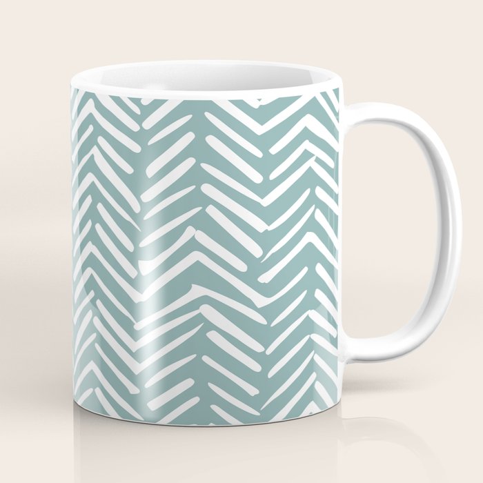 Herringbone, Teal, Boho Art Coffee Mug Gallery Image 1
