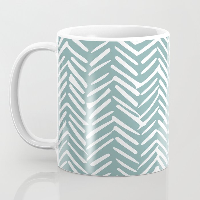 Herringbone, Teal, Boho Art Coffee Mug Gallery Image 3
