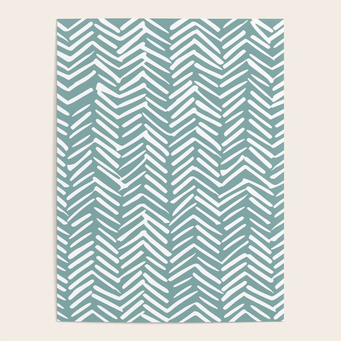 Herringbone, Teal, Boho Art Poster Gallery Image 4