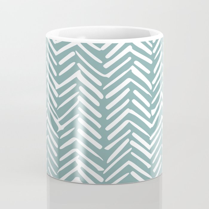 Herringbone, Teal, Boho Art Coffee Mug Gallery Image 4
