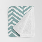 Herringbone, Teal, Boho Art Throw Blanket Gallery Image 3