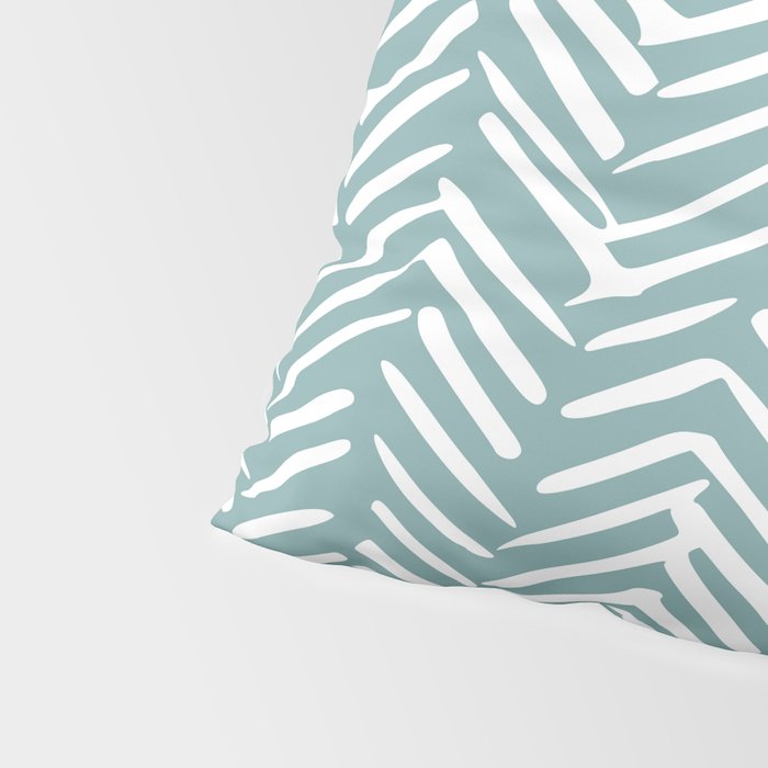 Herringbone, Teal, Boho Art Pillow Sham Gallery Image 4