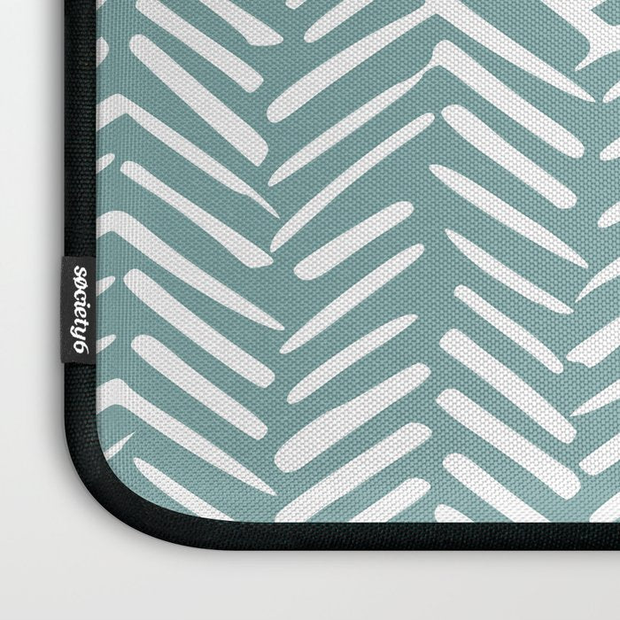 Herringbone, Teal, Boho Art Laptop Sleeve Gallery Image 3