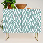 Herringbone, Teal, Boho Art Credenza Gallery Image 1
