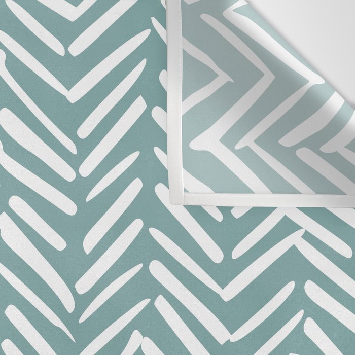 Herringbone, Teal, Boho Art Wall Tapestry Gallery Image 3