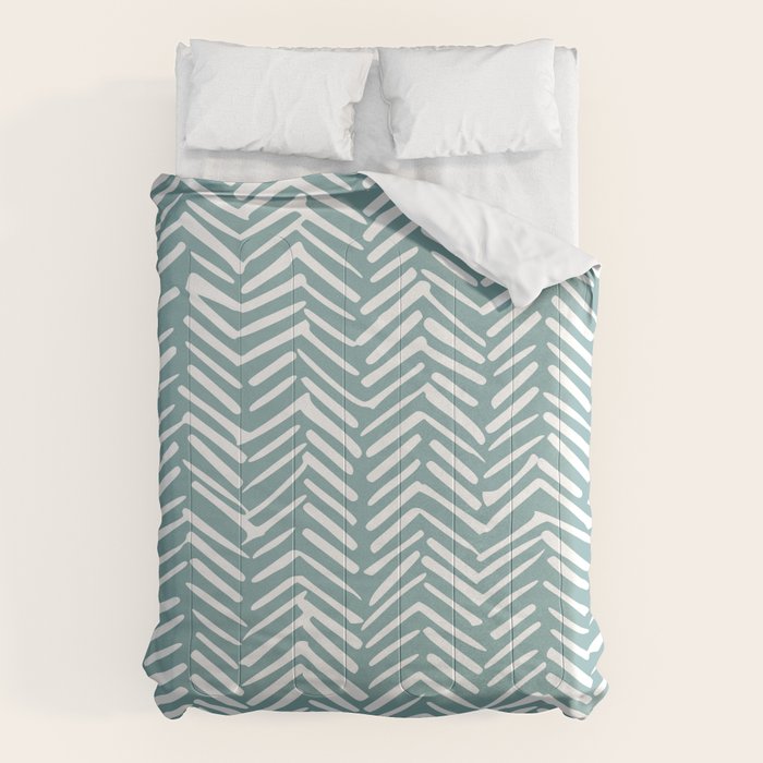 Herringbone, Teal, Boho Art Comforter Gallery Image 6