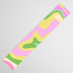 Pastel Retro Liquid Swirl Abstract Pattern Pink Green Yellow Table Runner Gallery Image 3