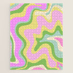 Pastel Retro Liquid Swirl Abstract Pattern Pink Green Yellow Jigsaw Puzzle Gallery Image 1