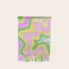 Pastel Retro Liquid Swirl Abstract Pattern Pink Green Yellow Wall Hanging Gallery Image 1