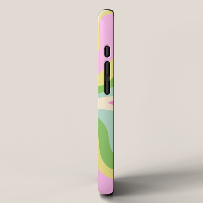 Pastel Retro Liquid Swirl Abstract Pattern Pink Green Yellow iPhone Case Gallery Image 2