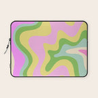 Pastel Retro Liquid Swirl Abstract Pattern Pink Green Yellow Laptop Sleeve Gallery Image 1