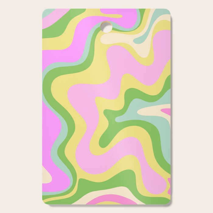 Pastel Retro Liquid Swirl Abstract Pattern Pink Green Yellow Cutting Board Gallery Image 1