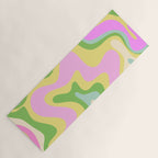 Pastel Retro Liquid Swirl Abstract Pattern Pink Green Yellow Yoga Mat Gallery Image 1