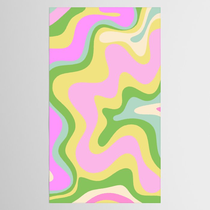 Pastel Retro Liquid Swirl Abstract Pattern Pink Green Yellow Tablecloth Gallery Image 2