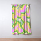 Pastel Retro Liquid Swirl Abstract Pattern Pink Green Yellow Window Curtain Gallery Image 3