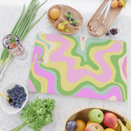 Pastel Retro Liquid Swirl Abstract Pattern Pink Green Yellow Cutting Board Gallery Image 2
