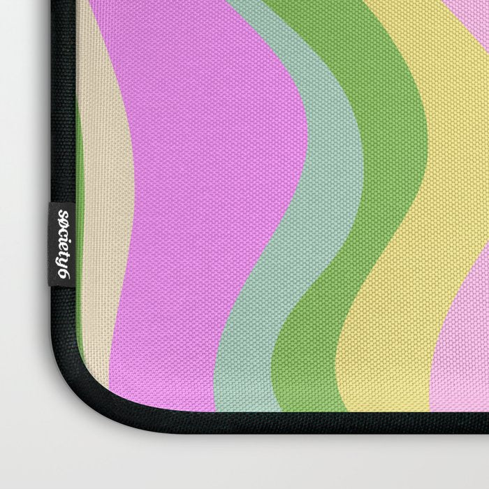 Pastel Retro Liquid Swirl Abstract Pattern Pink Green Yellow Laptop Sleeve Gallery Image 3