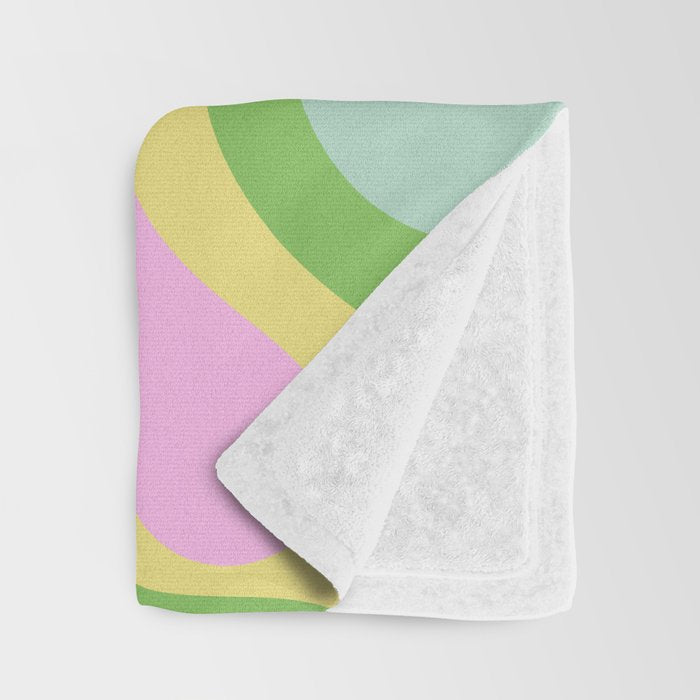 Pastel Retro Liquid Swirl Abstract Pattern Pink Green Yellow Throw Blanket Gallery Image 3