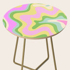 Pastel Retro Liquid Swirl Abstract Pattern Pink Green Yellow Side Table Gallery Image 2