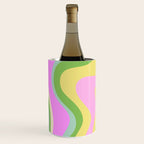 Pastel Retro Liquid Swirl Abstract Pattern Pink Green Yellow Wine Chiller Gallery Image 2