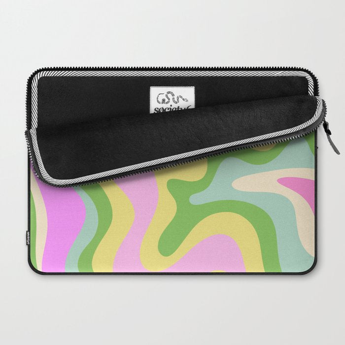 Pastel Retro Liquid Swirl Abstract Pattern Pink Green Yellow Laptop Sleeve Gallery Image 2