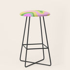 Pastel Retro Liquid Swirl Abstract Pattern Pink Green Yellow Stool Gallery Image 1