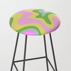 Pastel Retro Liquid Swirl Abstract Pattern Pink Green Yellow Stool Gallery Image 2