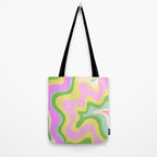 Pastel Retro Liquid Swirl Abstract Pattern Pink Green Yellow Tote Bag Gallery Image 2