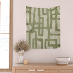 Green Abstract Lines Original Art Work  Wall Tapestry Gallery Image 2