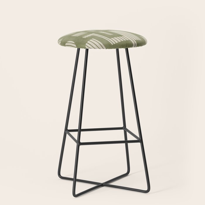Green Abstract Lines Original Art Work  Stool Gallery Image 1