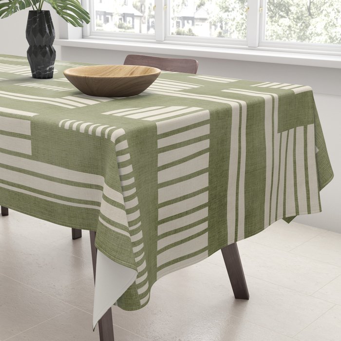 Green Abstract Lines Original Art Work  Tablecloth Gallery Image 3