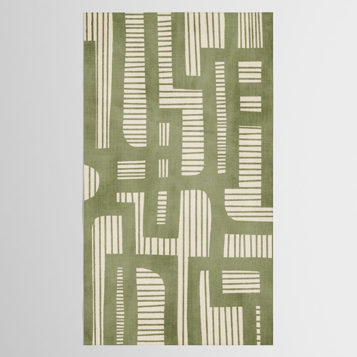 Green Abstract Lines Original Art Work  Tablecloth Gallery Image 2