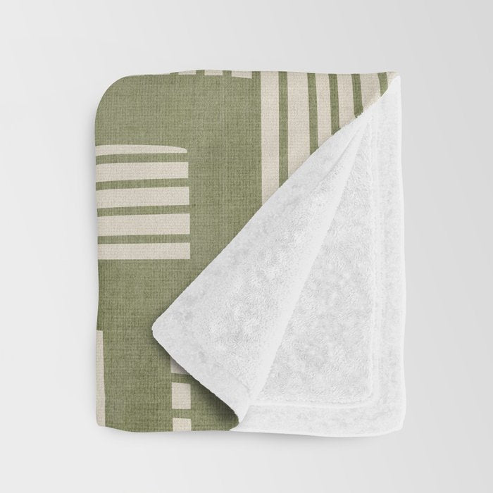 Green Abstract Lines Original Art Work  Throw Blanket Gallery Image 3