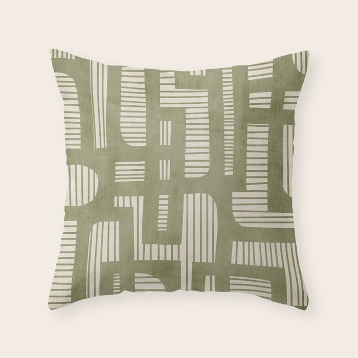 Green Abstract Lines Original Art Work  Throw Pillow Gallery Image 1