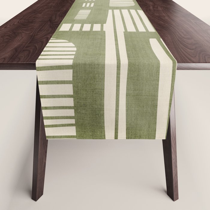 Green Abstract Lines Original Art Work  Table Runner Gallery Image 1