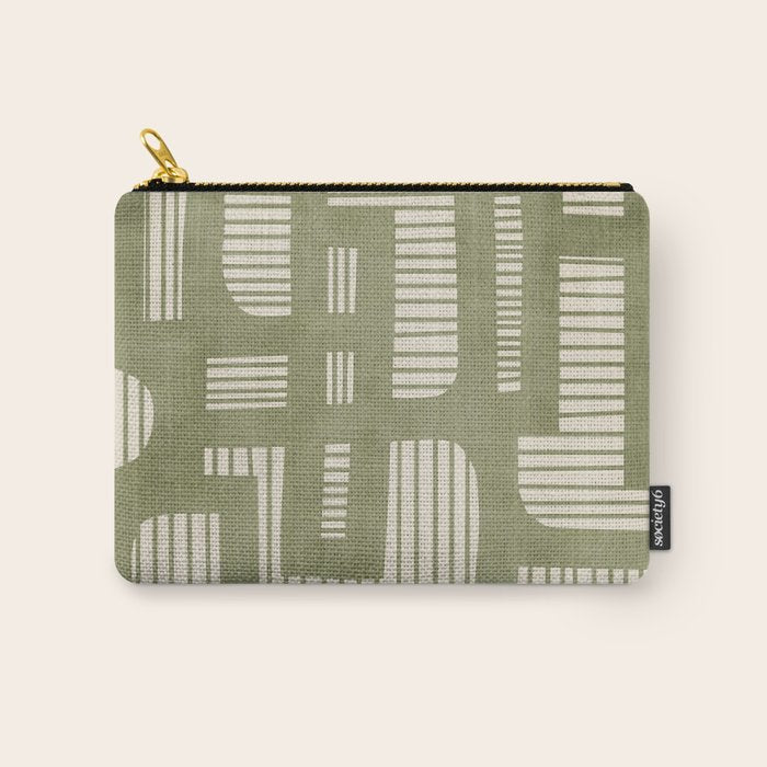 Green Abstract Lines Original Art Work  Carry All Pouch Gallery Image 1