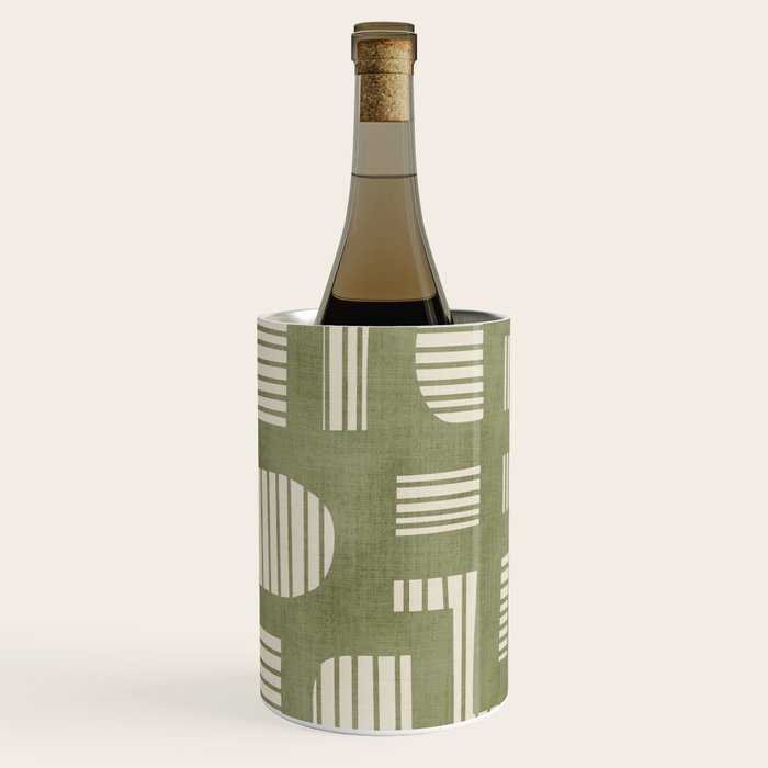 Green Abstract Lines Original Art Work  Wine Chiller Gallery Image 2