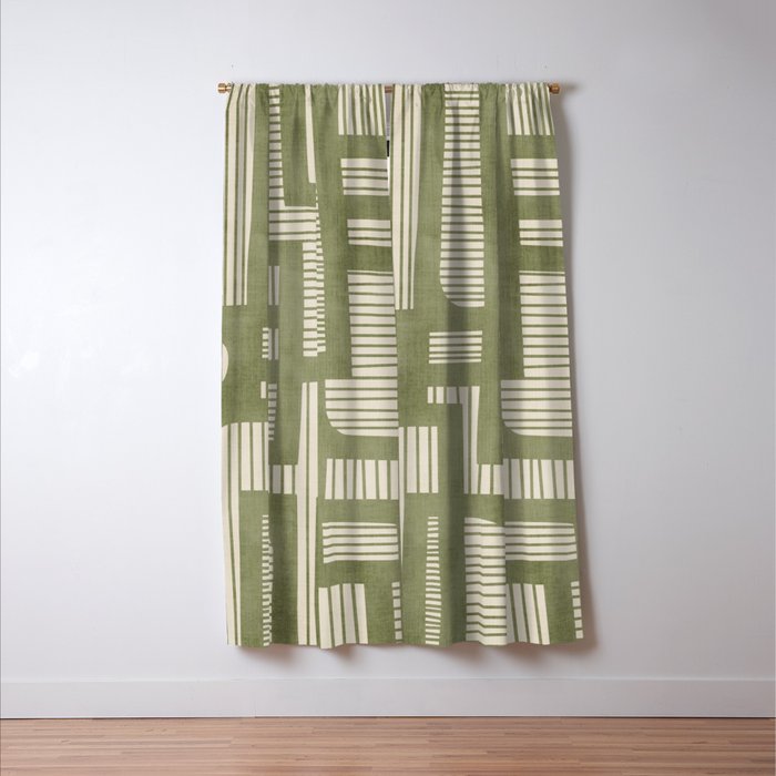 Green Abstract Lines Original Art Work  Window Curtain Gallery Image 3