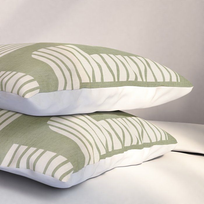 Green Abstract Lines Original Art Work  Pillow Sham Gallery Image 3
