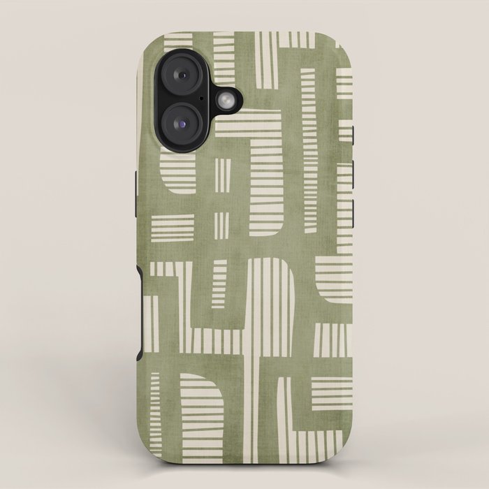 Green Abstract Lines Original Art Work  iPhone Case Gallery Image 1