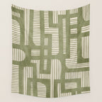 Green Abstract Lines Original Art Work  Wall Tapestry Gallery Image 4